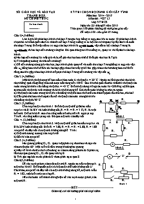 Đề thi chọn học sinh giỏi cấp tỉnh môn Vật lý Lớp 9 - Năm học 2014-2015 - Sở giáo dục và đào tạo Thanh Hóa (Có đáp án)